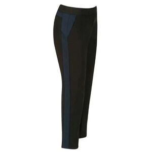 Rickis Ankle Cropped Slim Fit Pants Black Navy Blue Tuxedo Side Stripe Size 2